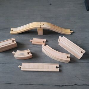 Mixed Lot of 19 Wood Toy Train Track Pieces Thomas Brio Compatible